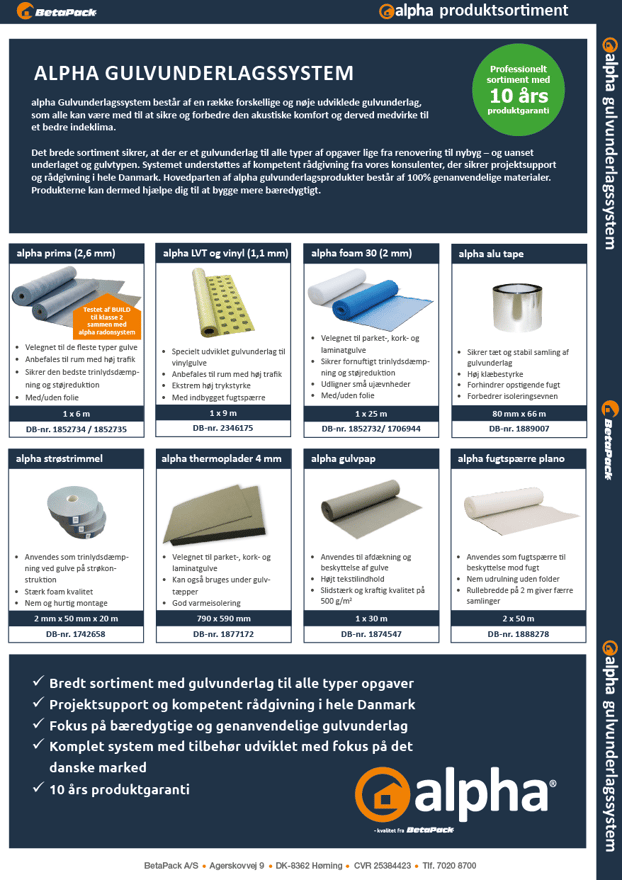 Infoark - alpha Gulvunderlag