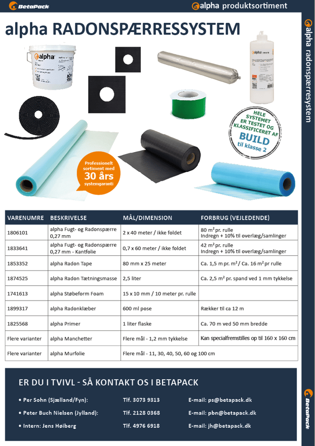Infoark - alpha Radonspærresystem