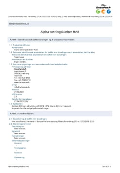 alpha tætningsklæber sikkerhedsdatablad 