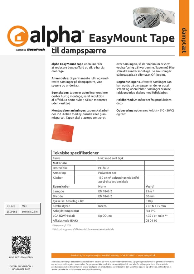 alpha EasyMount Tape datablad