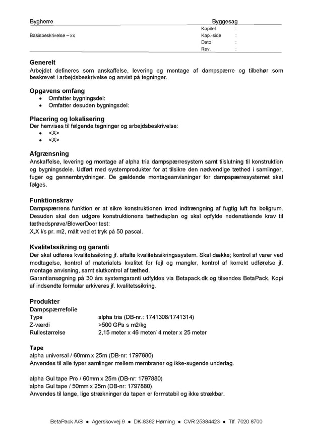 Basisbeskrivelse alpha prima 2,6 gulvunderlag 2021 arkitektbeskrivelse 