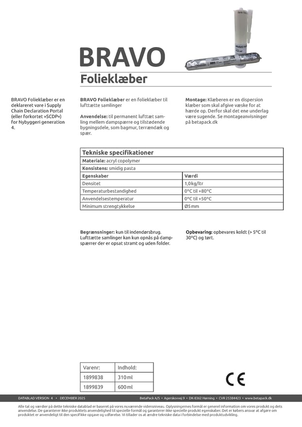 Bravo folieklæber datablad