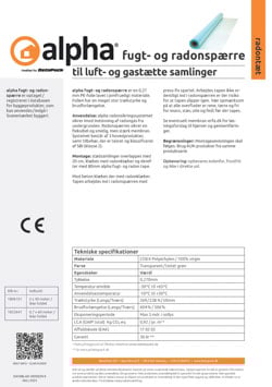 alpha fugt- og radonspærre datablad