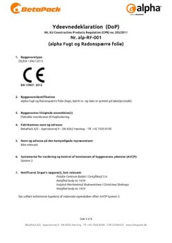 alpha fugt- og radonspærre DoP