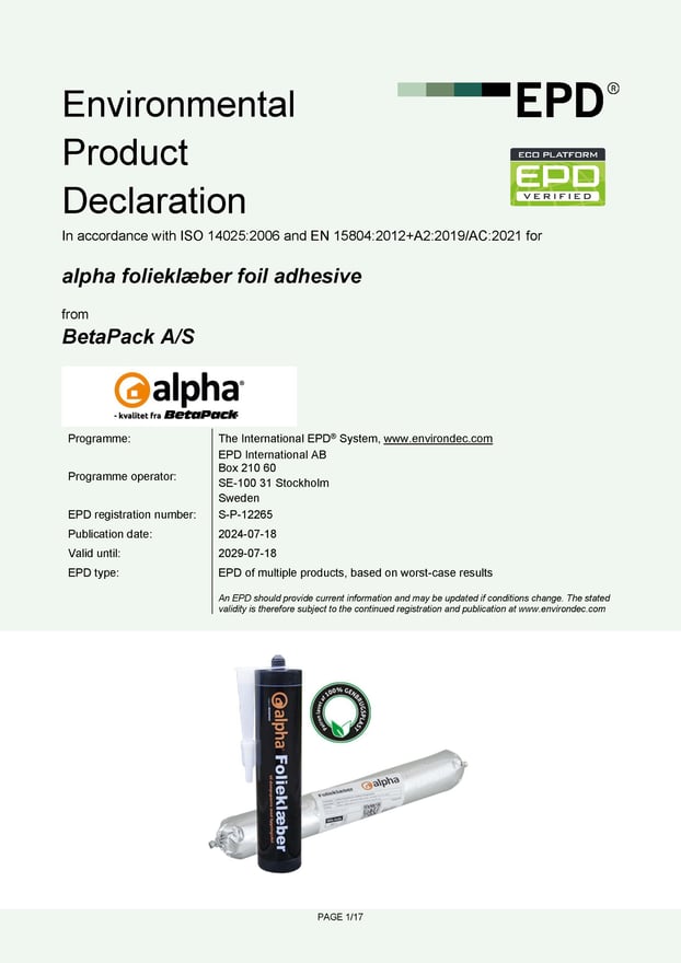 alpha folieklæber EPD