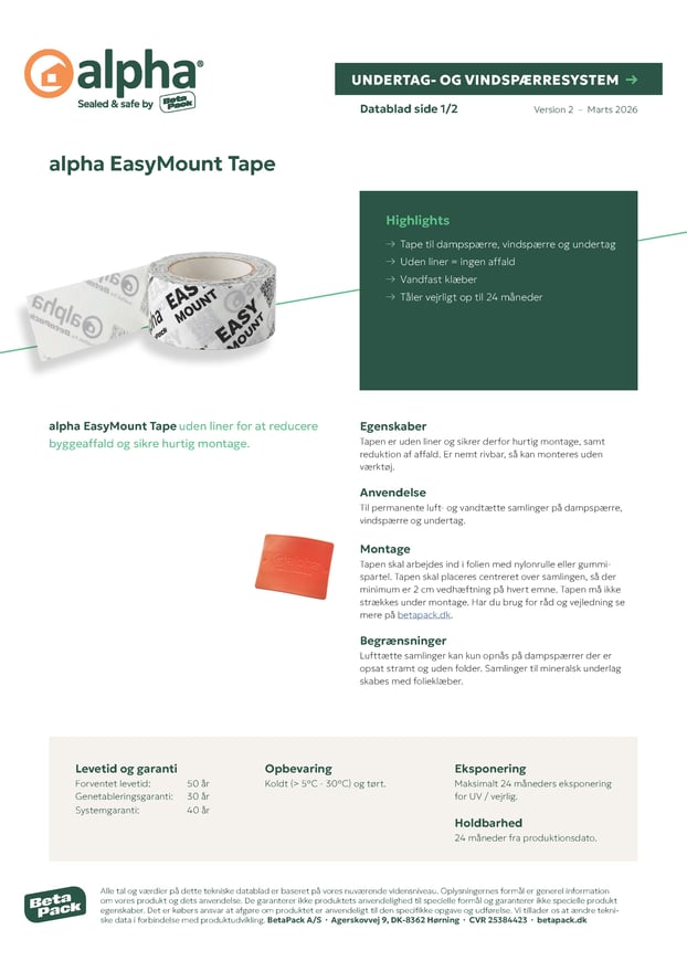 alpha EasyMount Tape datablad