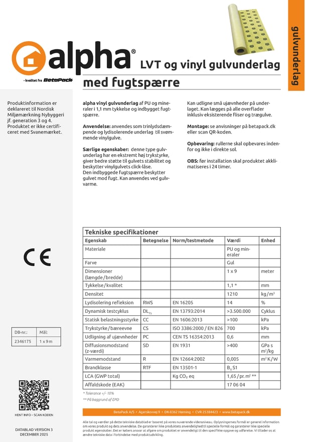 alpha LVT og vinyl datablad