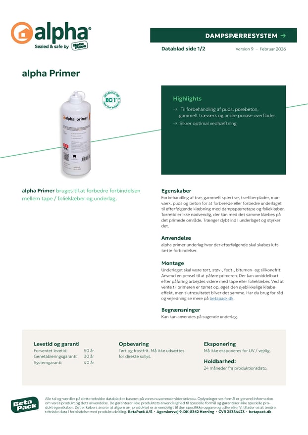 alpha Primer - datablad