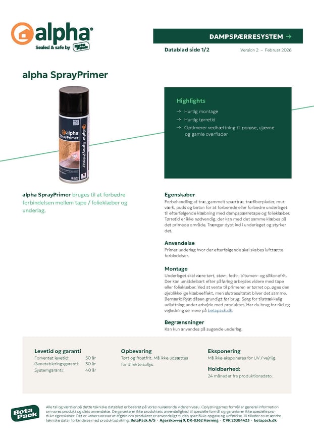 alpha SprayPrimer - datablad