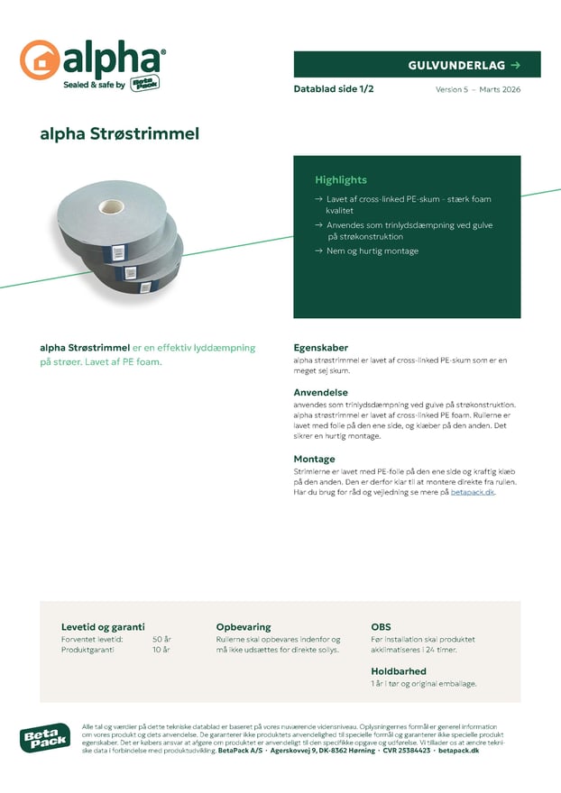 alpha Strøstrimmel datablad