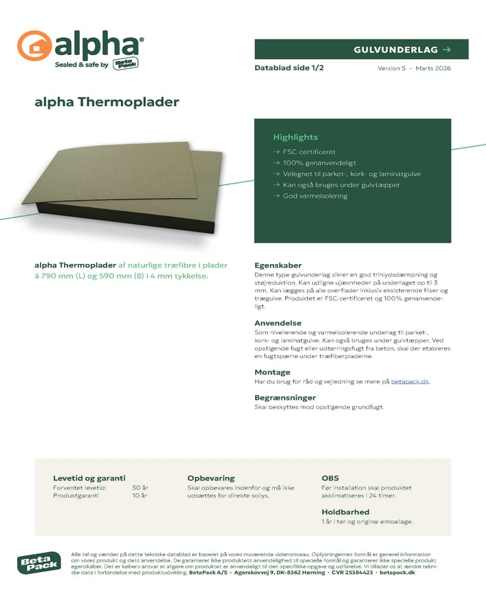 alpha Thermoplader datablad