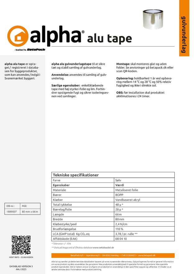 alpha alu tape datablad