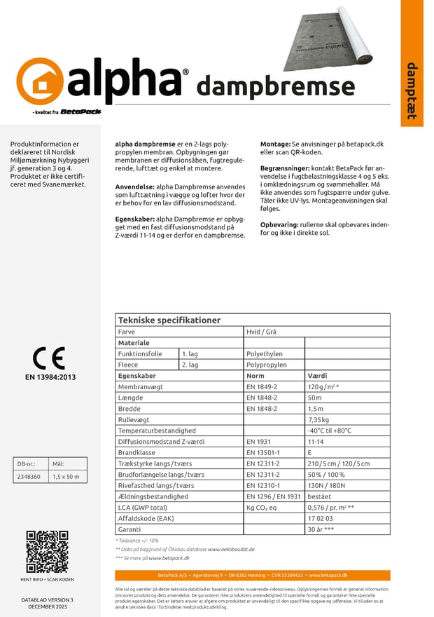 alpha dampbremse datablad