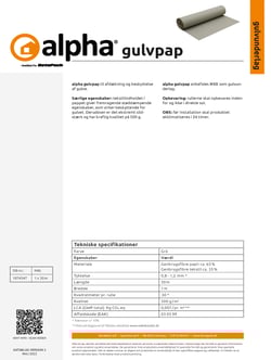 alpha gulvpap datablad