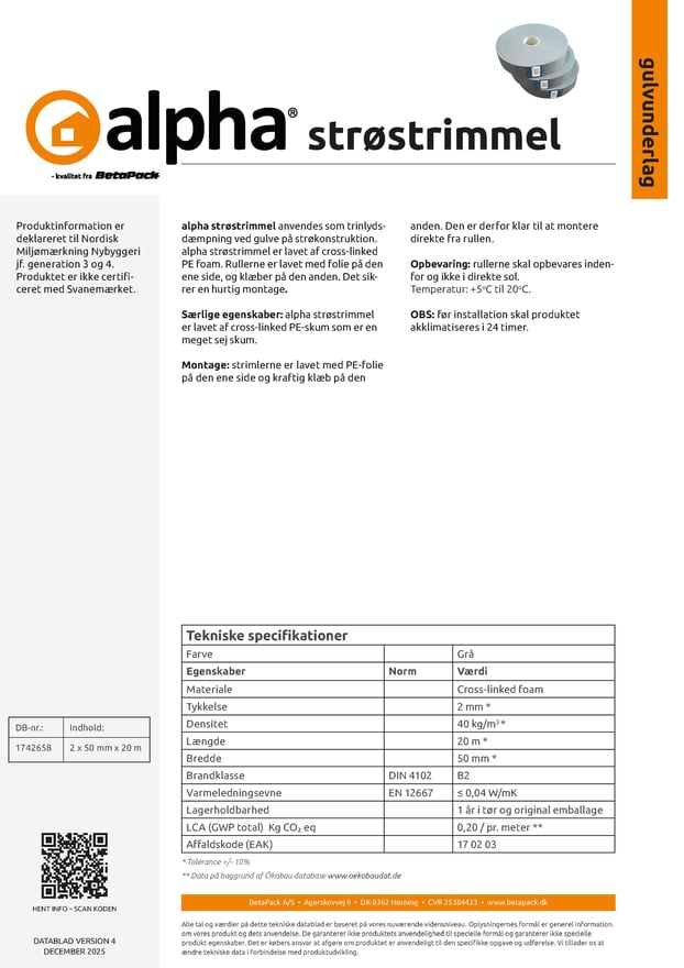 alpha strøstrimmel datablad