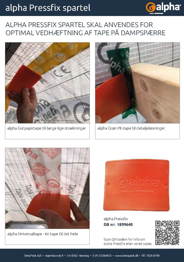 Infoark - alpha pressfix spartel med alle alpha tapes