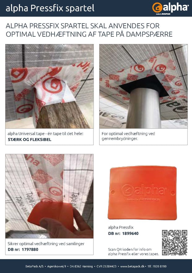 Infoark - alpha pressfix spartel med alpha universaltape