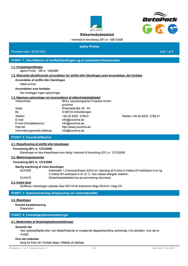 alpha primer sikkerhedsdatablad 