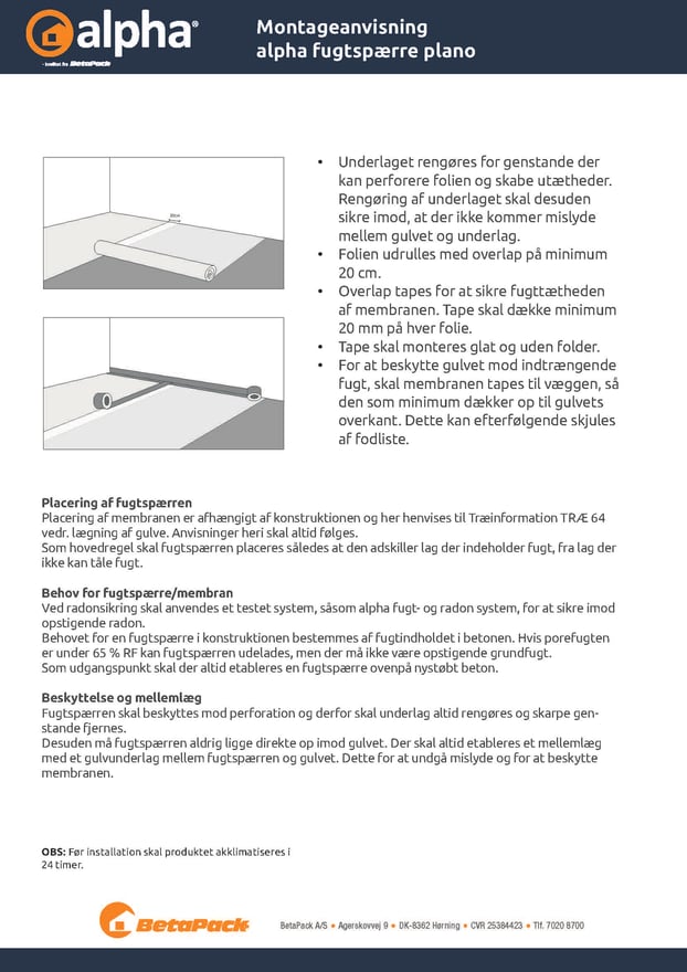 alpha fugtspærre plano montageanvisning